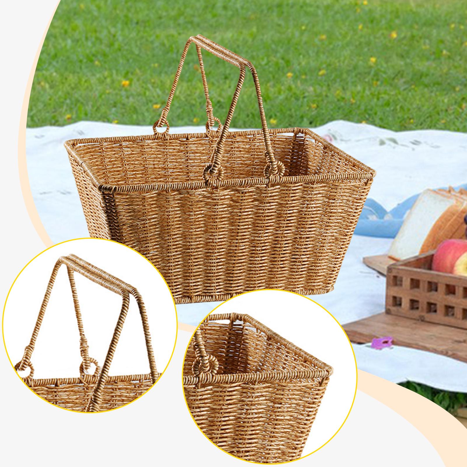 Snacks Food Gift Baskets - Keranjang Penyimpanan Piknik dengan Pegangan, Tas