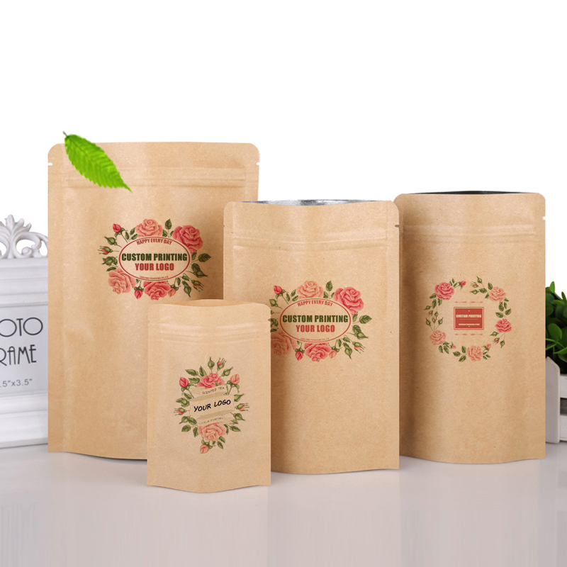 Logo Food Snack - Kemasan Kantong Kertas Kraft Coklat Custom