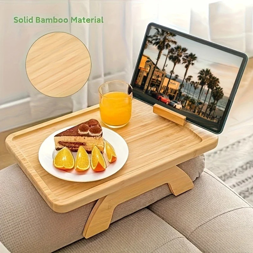 Food Snacks To Eat - Nampan Lipat Kayu untuk Sofa dengan