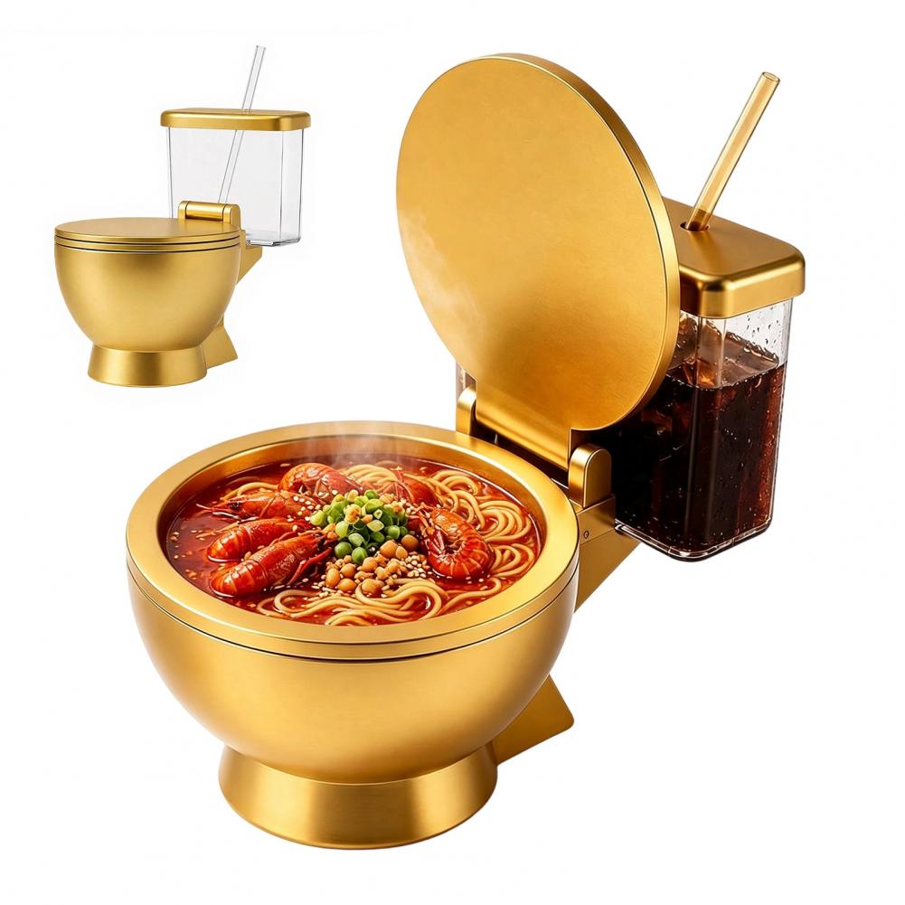 Food Drink Snacks - Set Mangkuk Ramen Bentuk Toilet, Desain