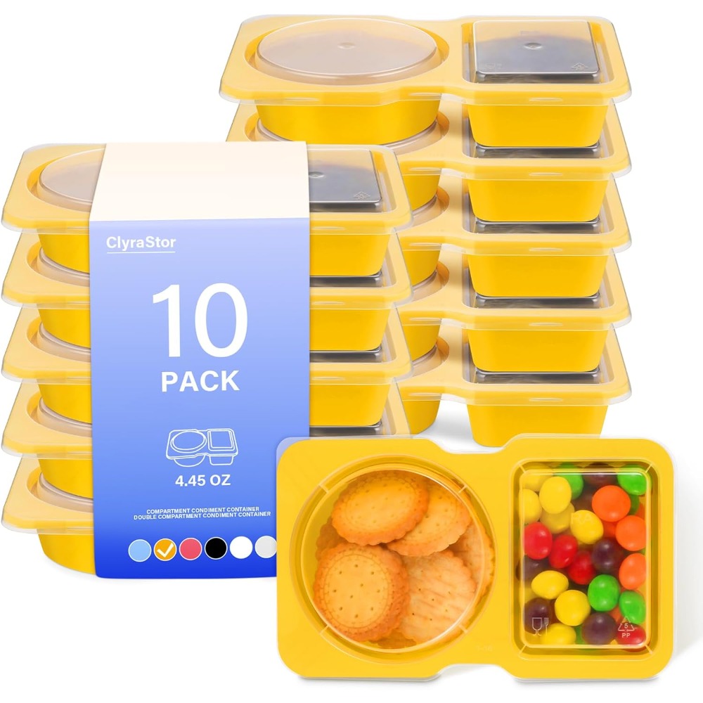 Food Snacks For Kids Party - 2 Kompartemen Wadah Plastik Sekali Pakai