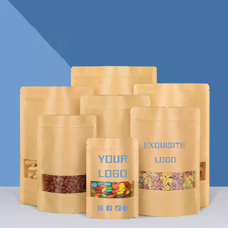 Logo Food Snack - 50 kantong kertas kraft, kantong segel