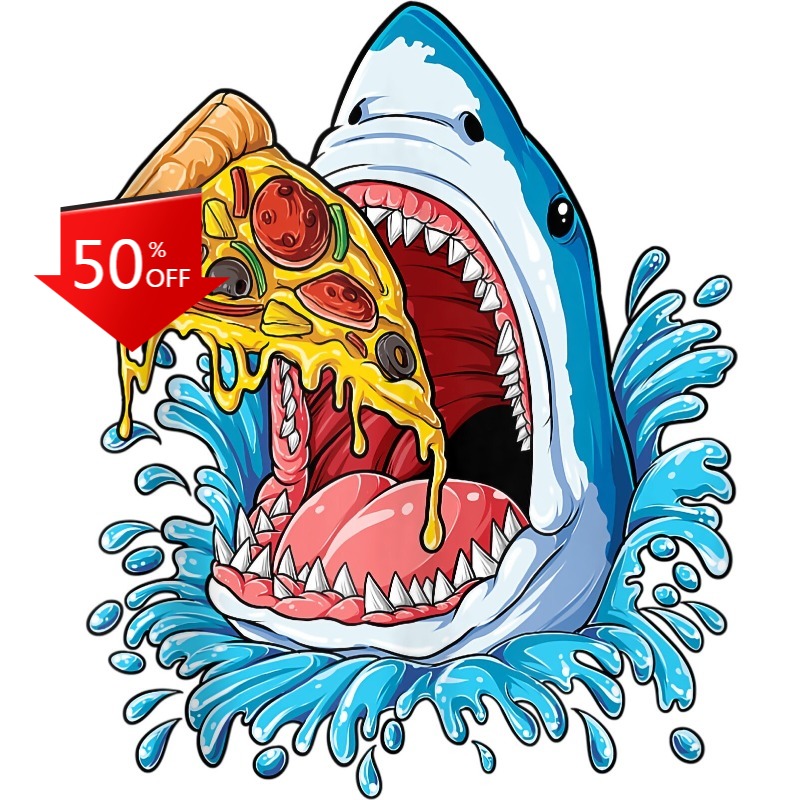 Stiker Hiu Makan Pizza, Stiker - Food Snacks To Eat ulasan dan harga