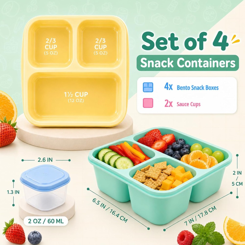 Kotak Bento 3 Kompartemen untu - Food Snacks To Eat ulasan dan harga