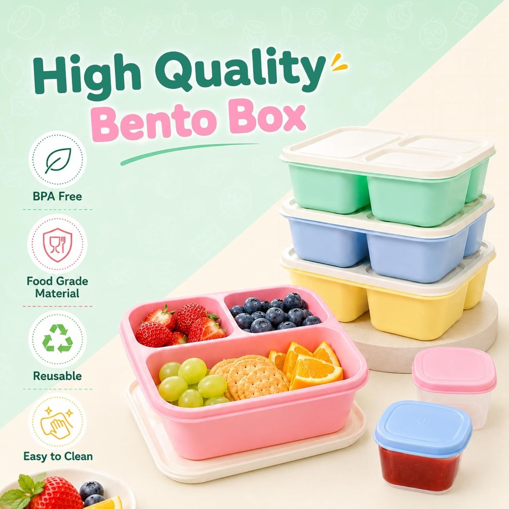 Kotak Bento 3 Kompartemen untu - Food Snacks To Eat ulasan dan harga